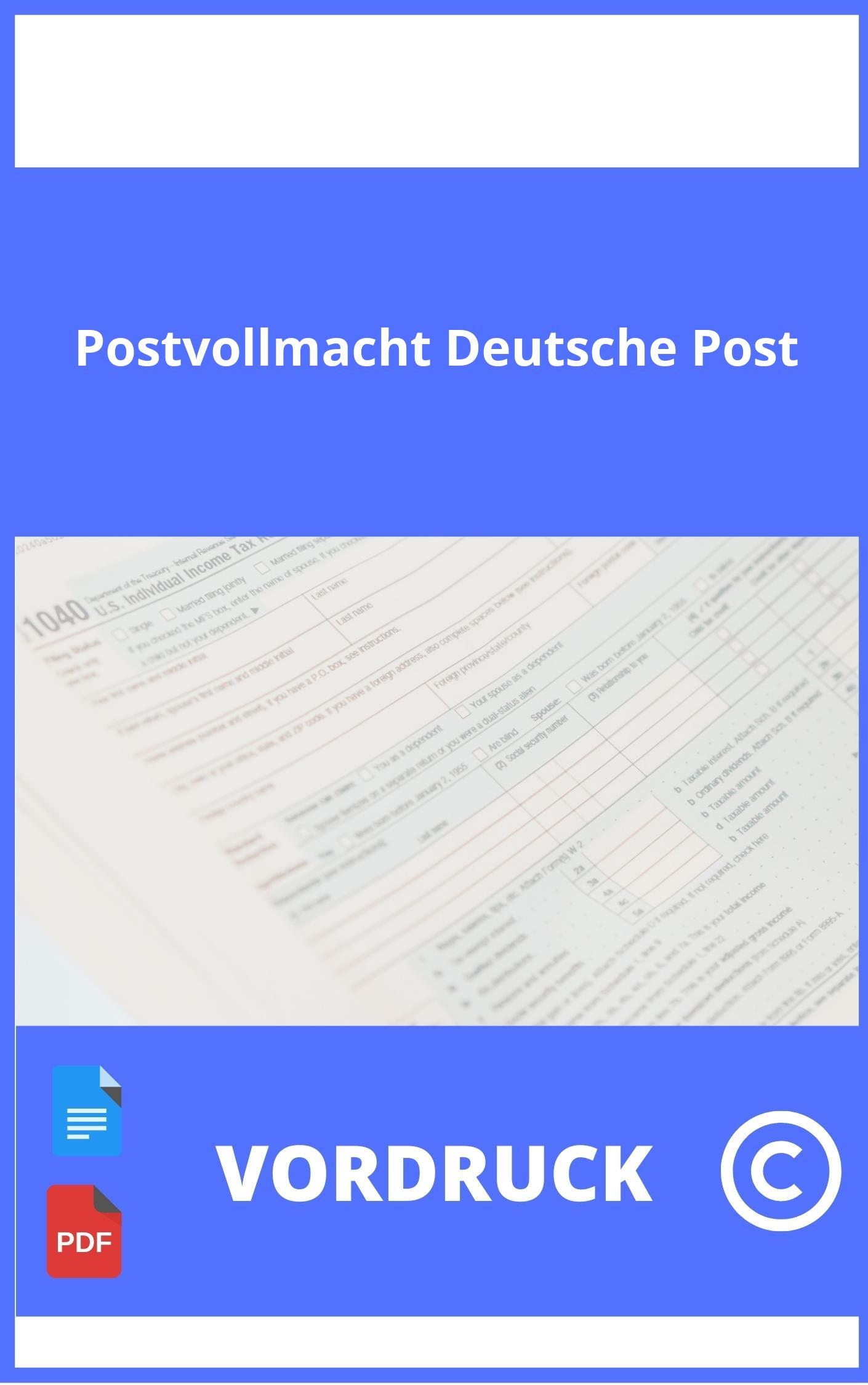 Postvollmacht Vordruck Deutsche Post