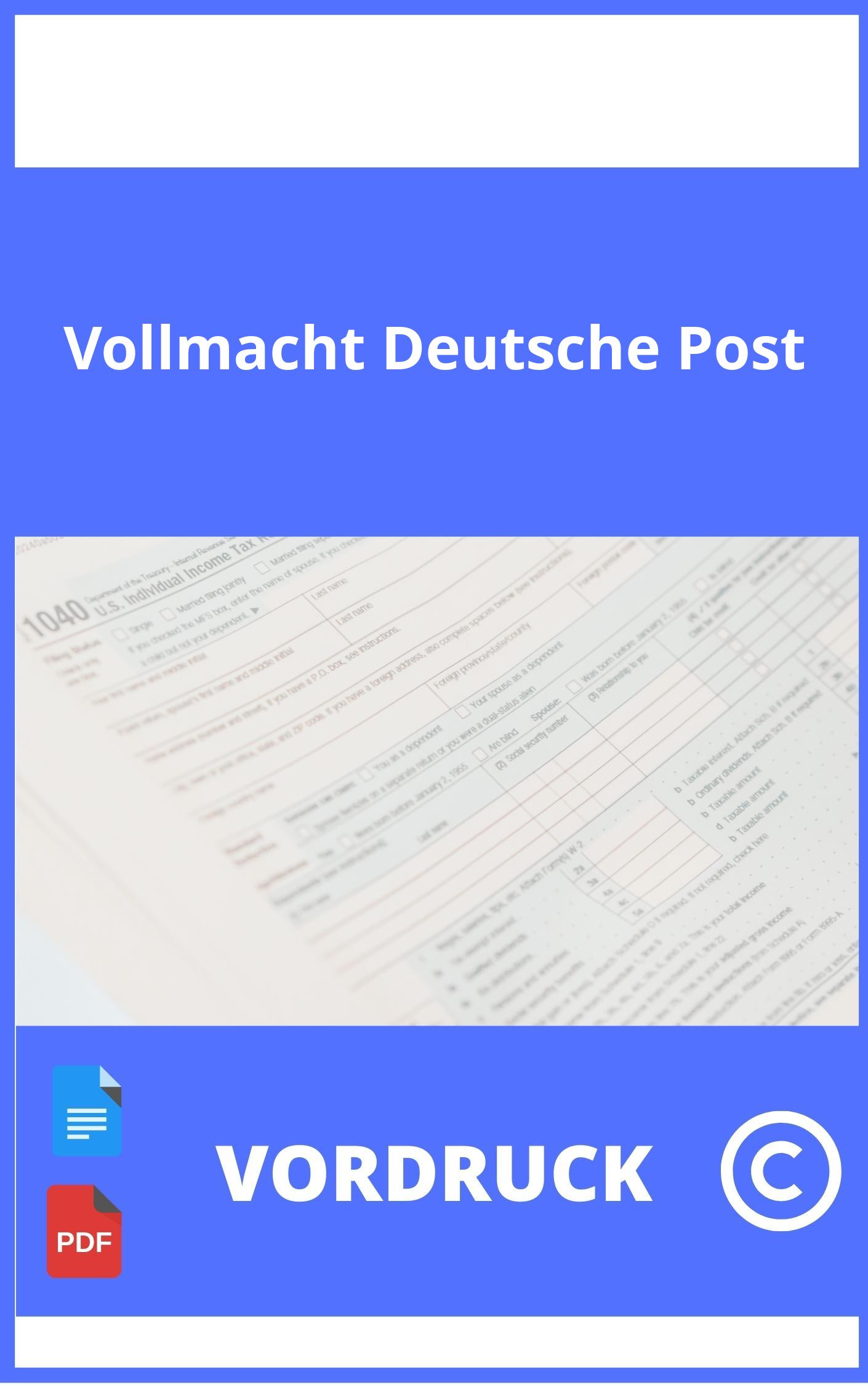 Vollmacht Deutsche Post Vordruck