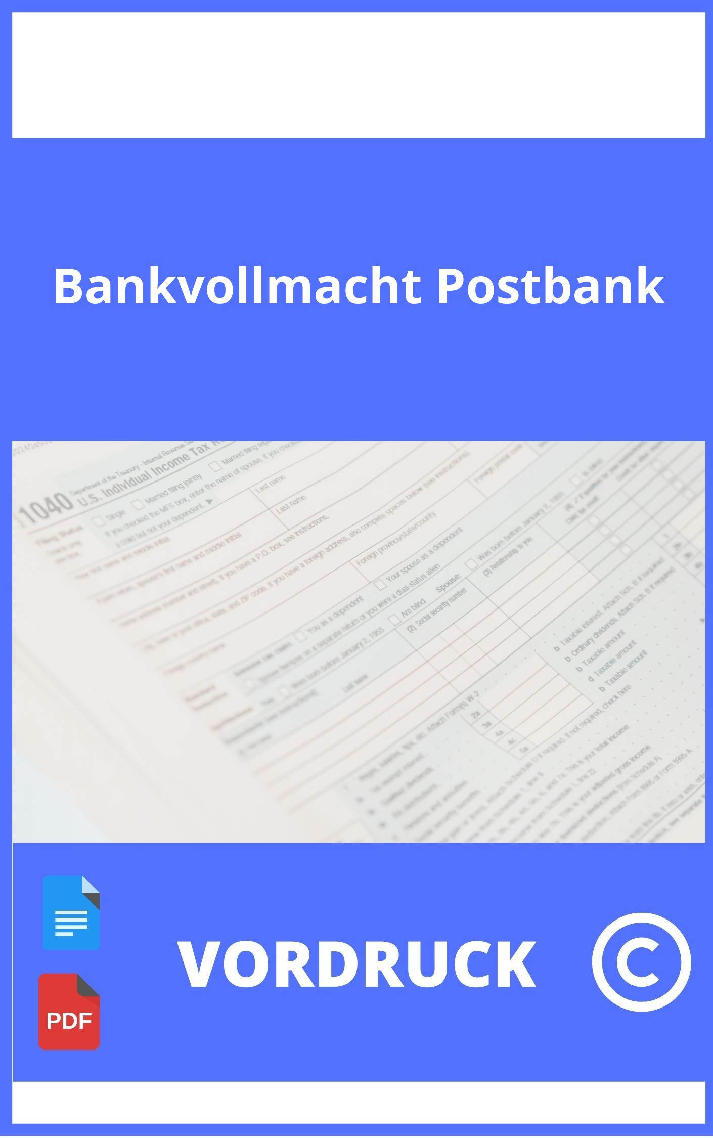 Vordruck Bankvollmacht Postbank